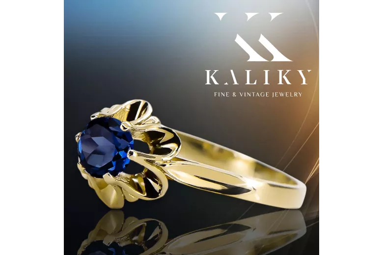 Ring Vintage Handwerk Saphir 14 Karat Gelbgold vrc004y